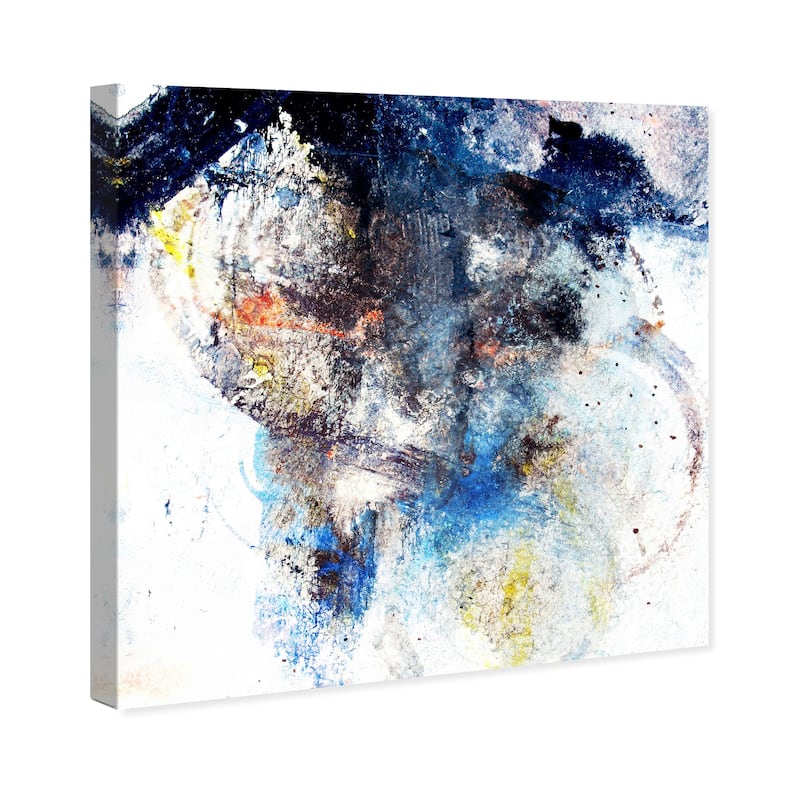 Wynwood Studio Canvas Abstract Snowy Storm Custom White and Dark Blue Modern & Contemporary Wall Art Canvas Print