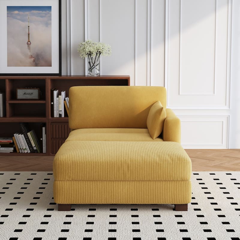 Modern 43'' Corduroy Comfy Sectional Chaise Lounge with Pillow