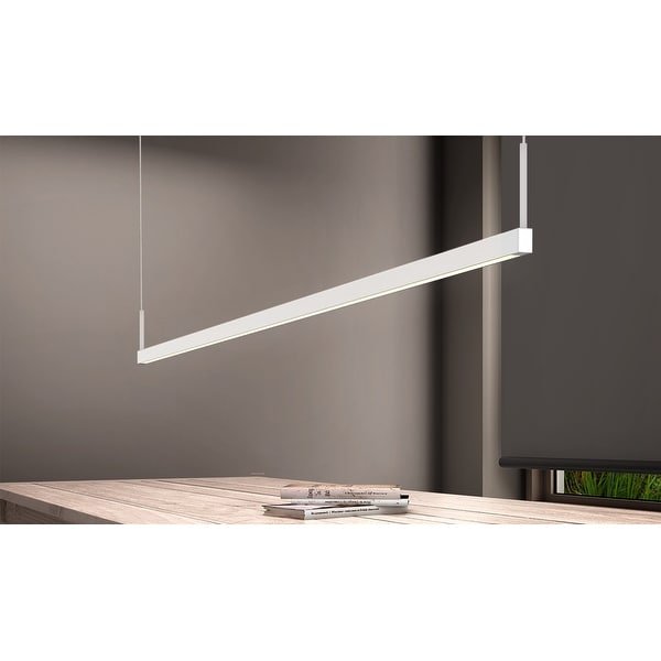 Sonneman Lighting Thin-Line Satin White 72-inch LED One Sided Pendant, White Shade. Opens flyout.