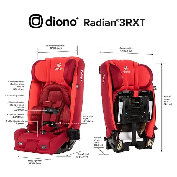 Diono Radian 3RXT Slim Fit Steel Core 4 in 1 Convertible Car Seat, Red Cherry - 28.1