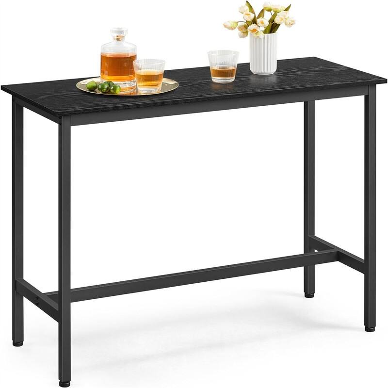 Narrow Long Bar Table - 15.7"D x 39.4"W x 35.4"H - Ebony Black