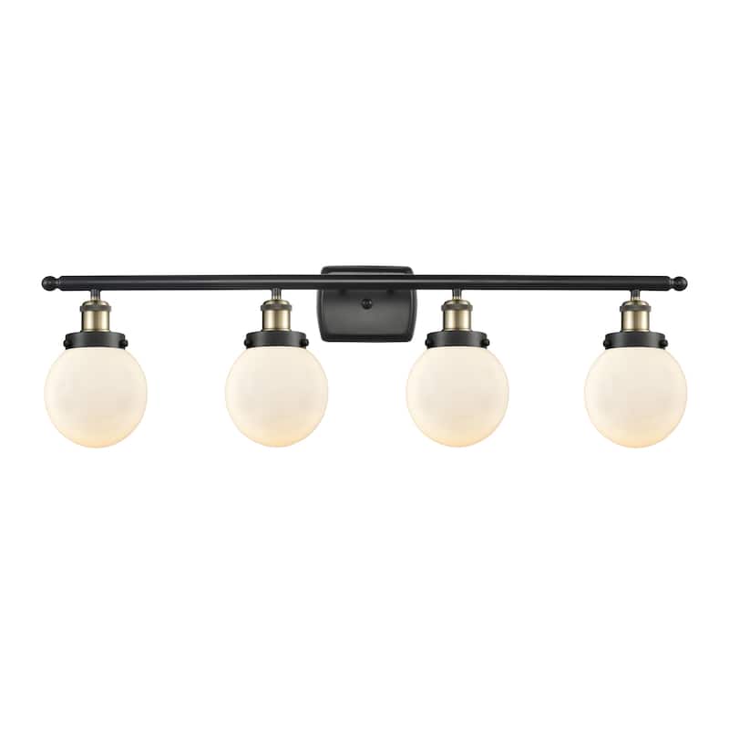 Innovations Lighting 916-4W-11-36 Beacon Vanity Beacon 4 Light 36" - Black Antique Brass / Matte White