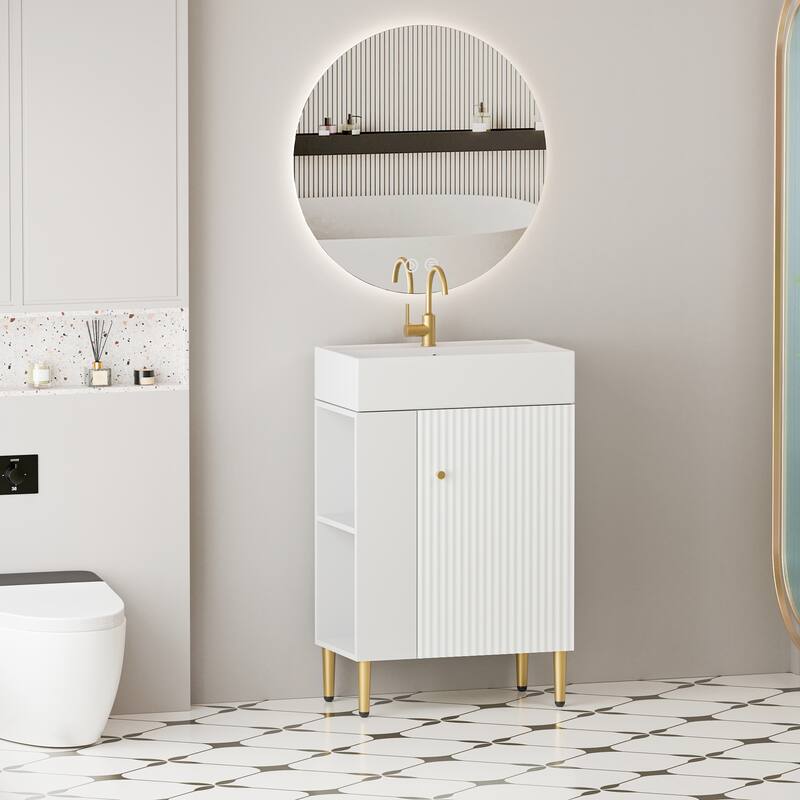GDFStudio - Oliver 21.6" Open-Shelving Bathroom Vanity with Soft-Closing Door & Ceramic Sink