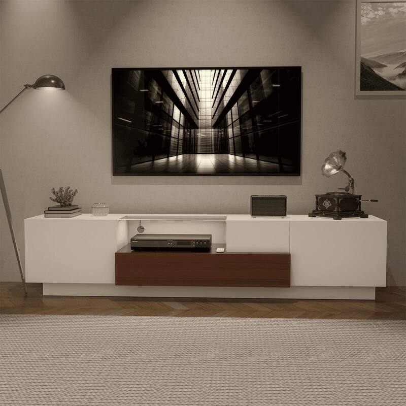 Gymojoy 70" Modern LED TV Stand for 55-75 Inch TV, Entertainment Center with Shelves, TV Console with Remote Control RGB Lights.