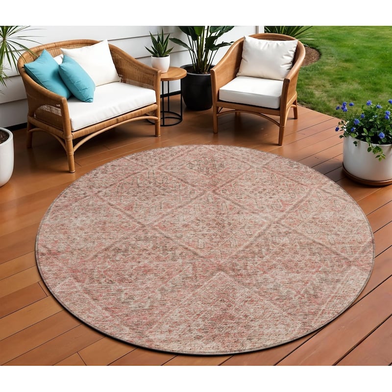 HomeRoots Moroccan Transitional Rectangle Outdoor Rug - 8' Round