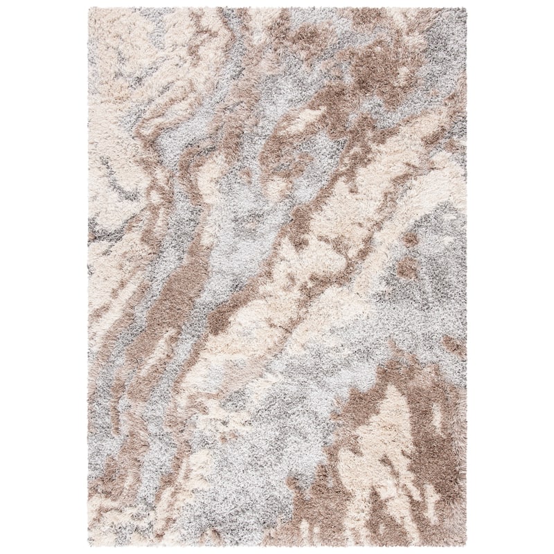 SAFAVIEH Horizon Shag Mukades 2.6-inch Thick Rug - 8' x 10' - Taupe/Blue