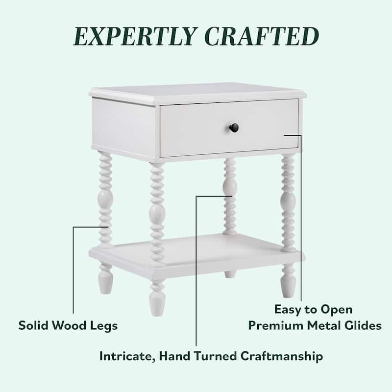 Walker Edison Easy Assembly Solid Wood 1-Drawer Nightstand