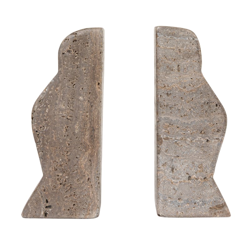 Decorative Travertine Wave Bookends, Set of 2