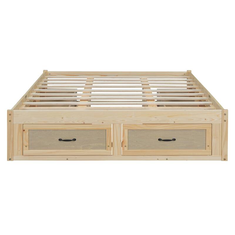 Queen Size MDF Platform Bed with 6 Storage Drawers and 400lb Weight Capacity