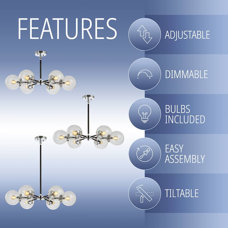 Maura 6-Light 28" Brass Cluster Pendant, by JONATHAN Y