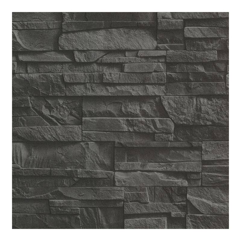 Advantage Collegiate Charcoal Stacked Slate Wallpaper - 20.5 x 396 x 0.025