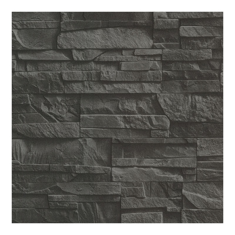 Advantage Collegiate Charcoal Stacked Slate Wallpaper - 20.5 x 396 x 0.025