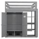 preview thumbnail 12 of 14, Full Size Wood Loft Bed with Built-in Wardrobe and Shelves,LED Light Under-Bed