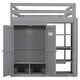preview thumbnail 12 of 14, Gray Full Size Wood Loft Bed with Built-in Wardrobe and Shelves, LED Light
