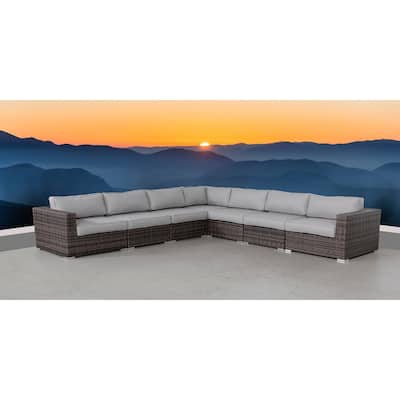 LSI 7 Piece Rattan Sectional Seating Group with Cushions