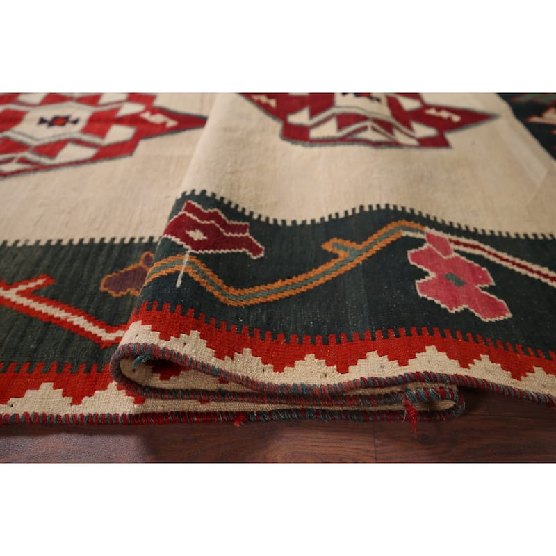 Nomadic Kilim Persian Vintage Area Rug Hand-Woven Wool Carpet - 4'2"x 7'11"