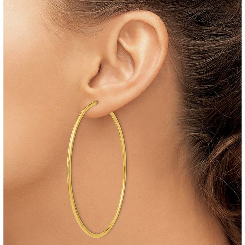 Curata 10k Yellow Gold 69.8x69.8mm Endless Hoop Earrings