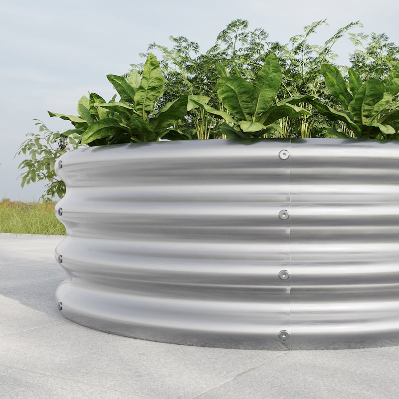 GDFStudio - Tall Round Metal Raised Garden Bed for Vegetables, Flowers, Herbs, and Fruits, Outdoor Backyard Patio Planter Box