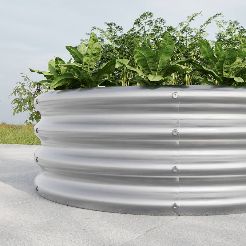 Outdoor Metal Round Raised Garden Bed,Planter Box for Vegetables ...