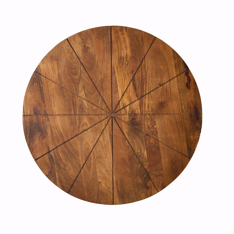 Modern Industrial Coffee Table with Mango Wood Top and Metal Shelf