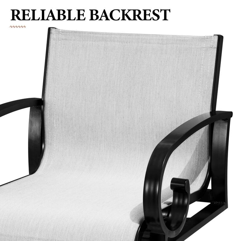 VredHom Outdoor Patio Bar Stools Swivel Bar Chair Sunbrella Textilene Sling - 20.1 in W x 44.3 in H