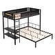 preview thumbnail 6 of 15, Black Twin over Full Metal Bunk Bed with Shelves and Noise-Free Slats