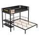 preview thumbnail 6 of 15, Black Twin over Full Size Metal Steel Bunk Bed with Shelves, Grid Panel, Sturdy Metal Bed Frame and Noise-free Wood Slats