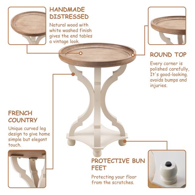 COZAYH Rustic Farmhouse Cottagecore Accent End Table