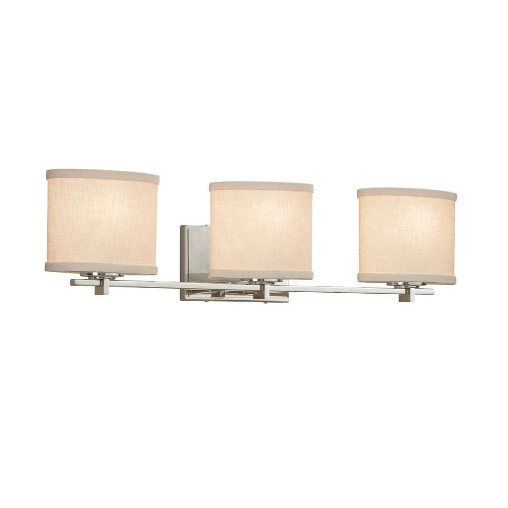 Justice Design Textile Era 3-light Brushed Nickel Bath Bar, Cream Oval Shade