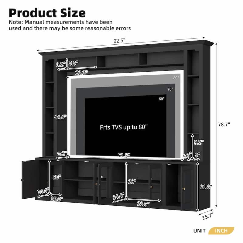 4-Piece Modern Entertainment Center Wall Unit with Bookshelves - All-in-1 Large TV Stand for TVs Up to 80"