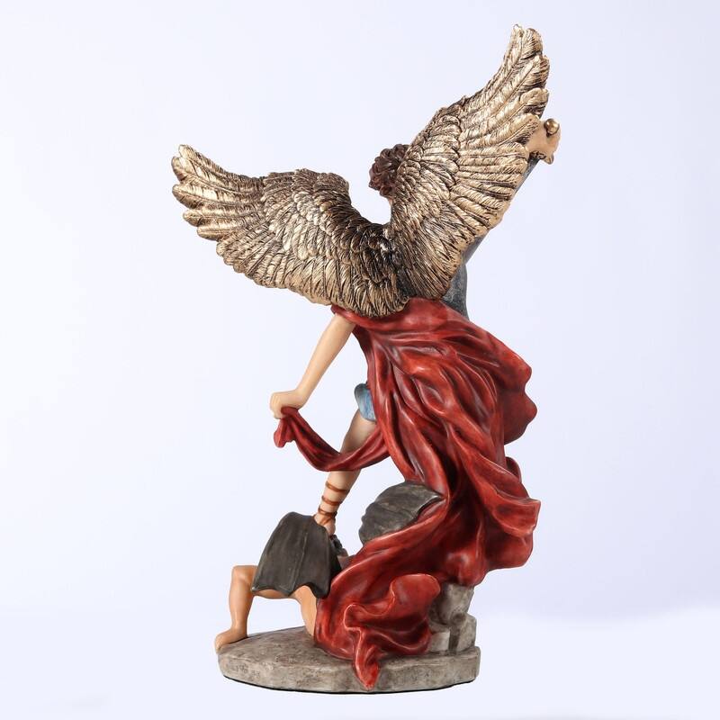 6.3 inches Height Polyresin Archangel Saint Michael Vanquishing Demon Multicolor Finish Figurine