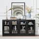 Large Sideboard Buffet Cabinet with 4 Glass Doors 2 Adjustable Shelves for Kitchen Living/Dinning Room Bedroom Entryway - Black - 62 in.W x 31 in.H