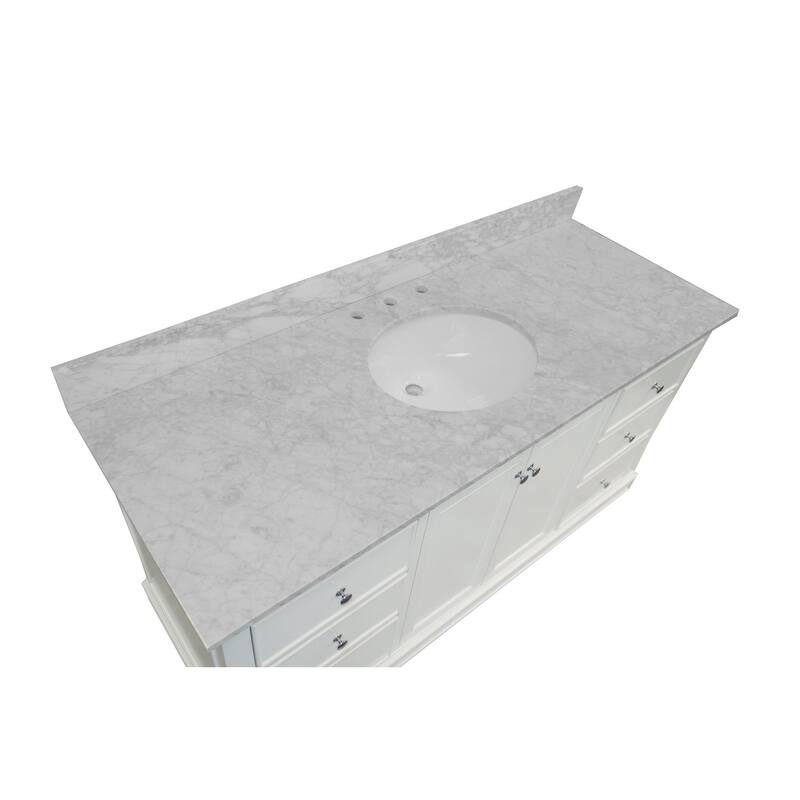KitchenBathCollection Bella 60" Single Bathroom Vanity with Carrara Marble Top