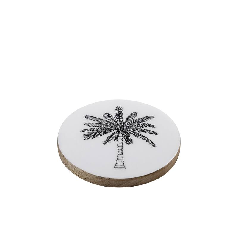 Mango Wood Coasters Set Of 4 w/Print