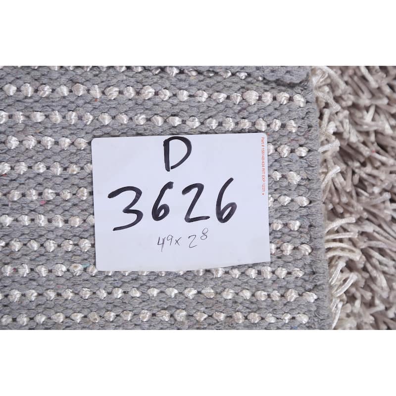 Contemporary Solid Shaggy Oriental Home Decor Rug Hand-knotted Carpet - 2'8" x 4'9"