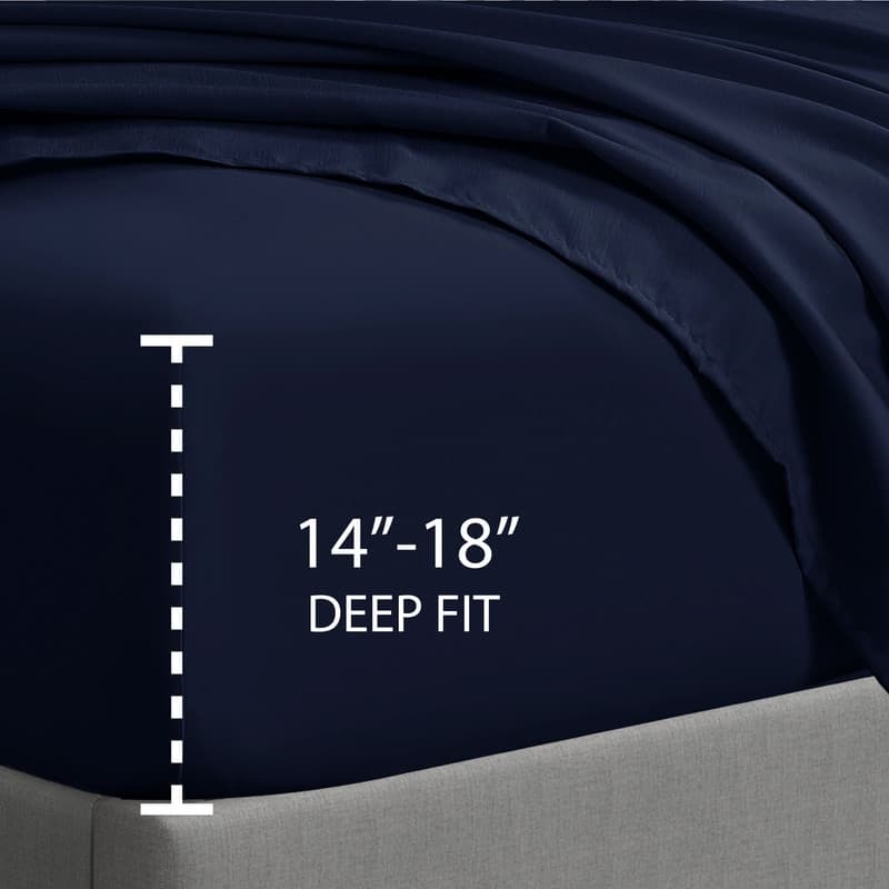 Swift Home Double Brushed Microfiber 16-Inch Deep Pocket Single Fitted Sheet - Full - Navy