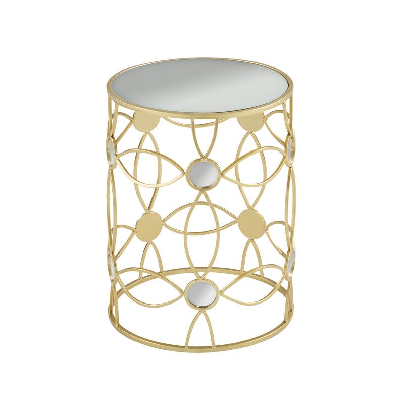Christopher Knight Home - Elena Modern Side Table with Cylindrical Metal Frame and Mirrored Top