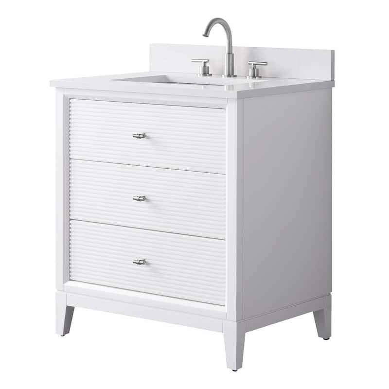 Vanity Art 30" Freestanding Bathroom Vanity with Engineered Marble Top and Sink