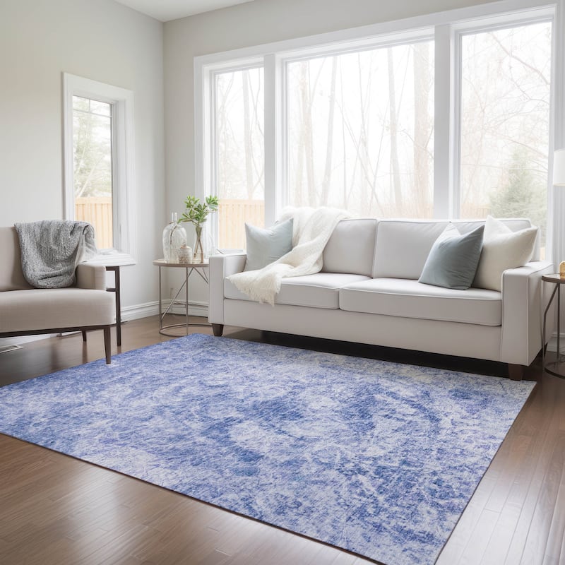 Machine Washable Indoor/ Outdoor Abstract Solid Chantille Rug
