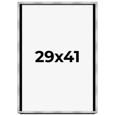 29x41 Shadow Box Frame Silver | 1.375 Inches Deep Real Wood