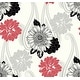 preview thumbnail 1 of 4, Seabrook Designs Britton Floral Paisley Unpasted Wallpaper 27 in. W x 27 ft. L - Strawberry & Metallic Silver