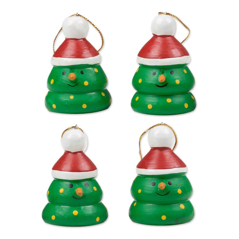 Novica Handmade Santa Pines Wood Ornaments (Set Of 4)
