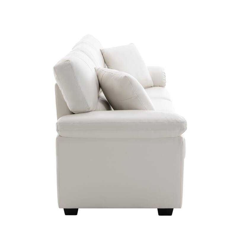 Upholstered Living Room Set, 4 Pieces - Faux Leather Chair, Loveseat, Sofa with Ottoman