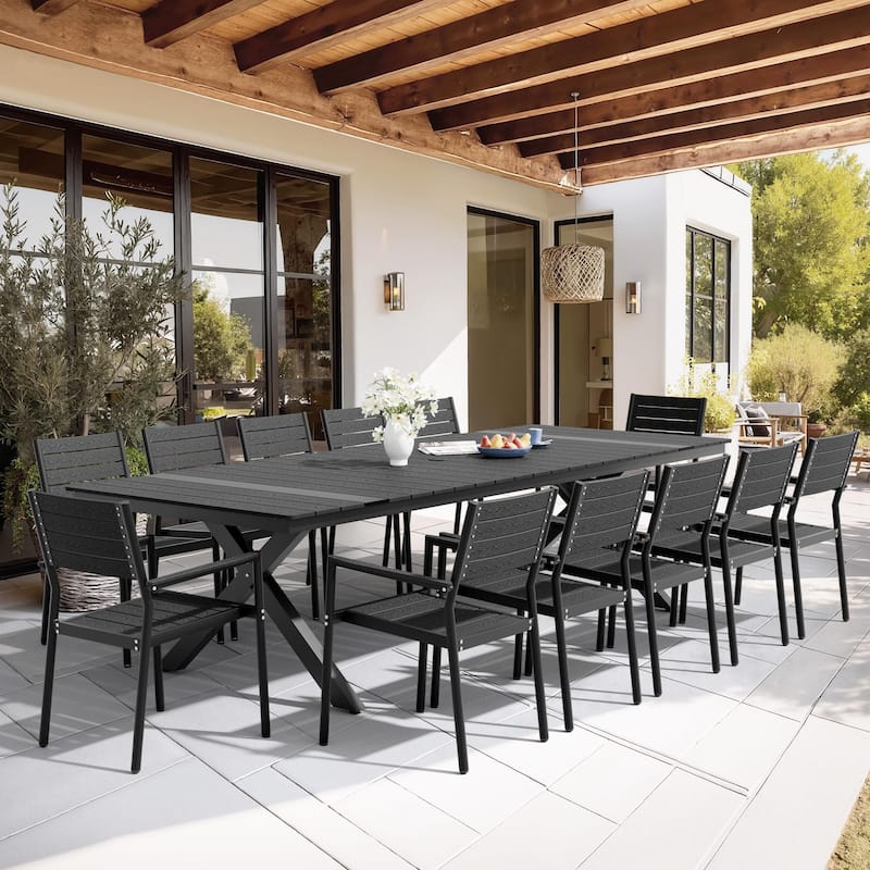 Pellebant All-Weather Aluminum X-shaped Outdoor Patio Dining Table