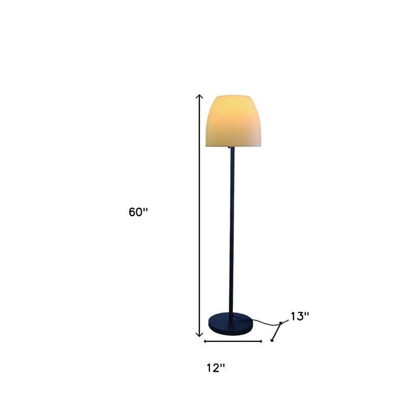 Black and White Steel Floor Lamp with Bowl Fabric Shade and Push Switch - 13" X 12" X 60" (D x W x H)