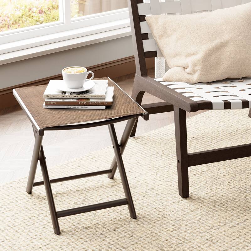 Outdoor Picnic Camping Portable Folding Small Side Table or as Footrest, Footstool - 17.1 In. L X 14.8 In. W X 16.3 In. H