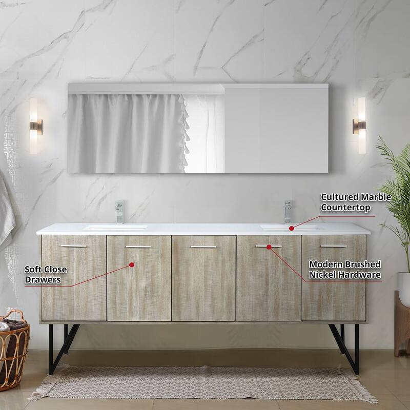 Lancy Rustic Acacia Bath Vanity, Cultured Marble Top and Mirror