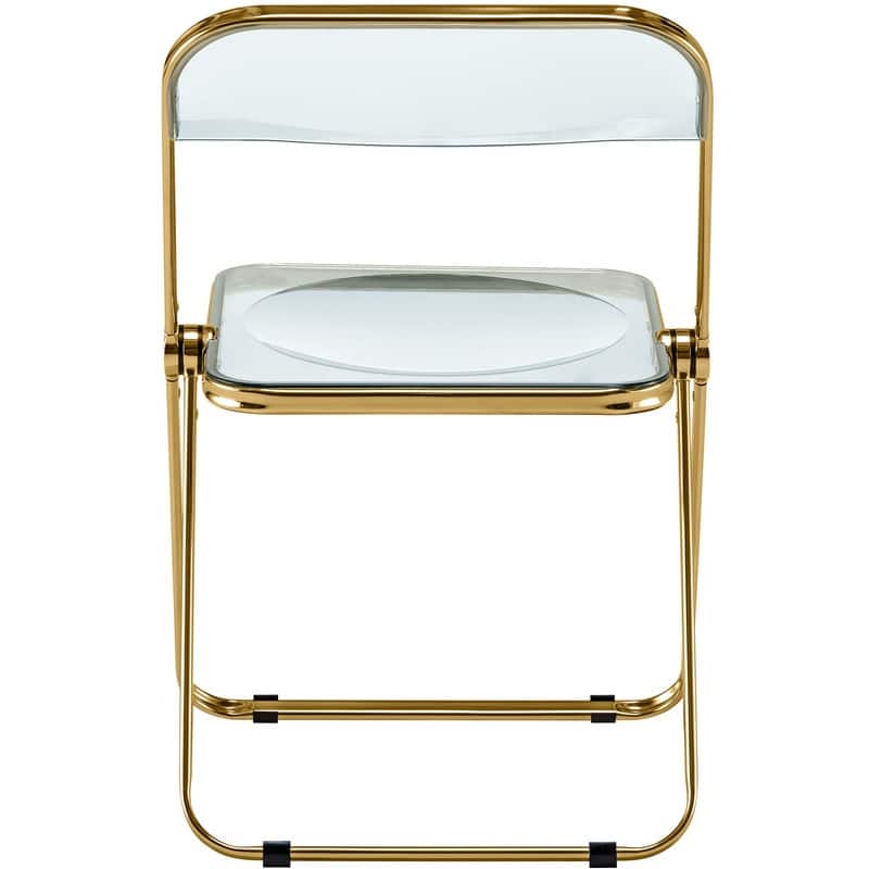Lawrence Modern Foldable Transparent Acrylic Gold Chrome Folding Chair for Multipurpose Spaces Set of 2 - 30"