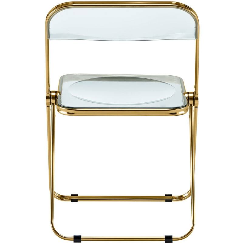 Lawrence Set of 4 Modern Foldable Transparent Acrylic Gold Chrome Folding Chair for Multipurpose Spaces - 30"