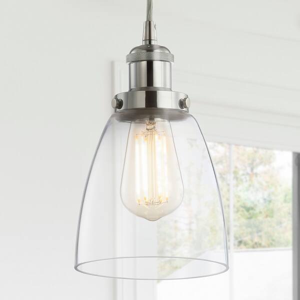 slide 2 of 26, Ferano 5.5" Adjustable Metal/Glass LED Pendant, Chrome by JONATHAN Y Chrome